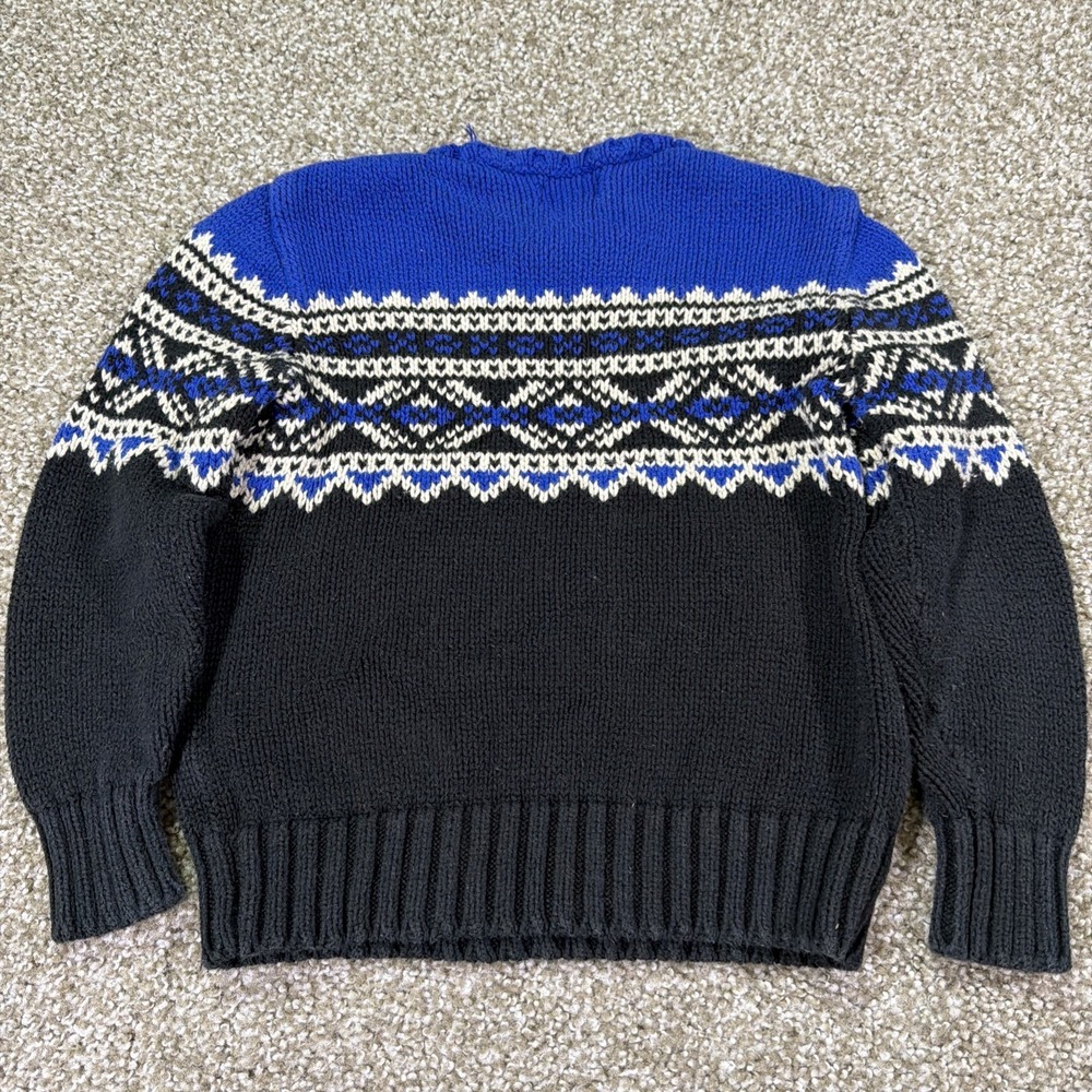 Polo Ralph Lauren Kids Fair Isle Black Sweater Size 5 100% Cotton Vintage - Picture 4 of 6
